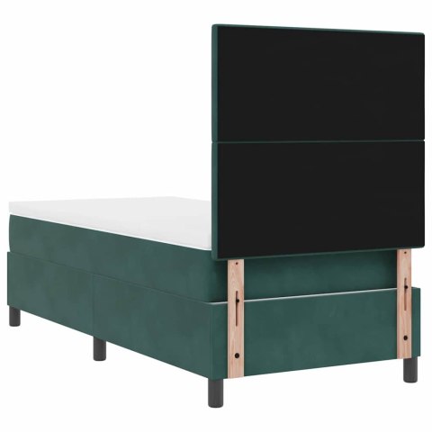 Łóżko z sprężyną LED Ciemna zieleń 90 x 200 cm tkanina