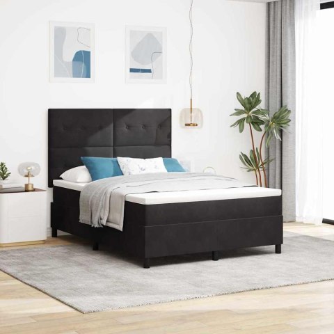 Łóżko z sprężyną LED z materacem Czarny 140 x 190 cm tkanina