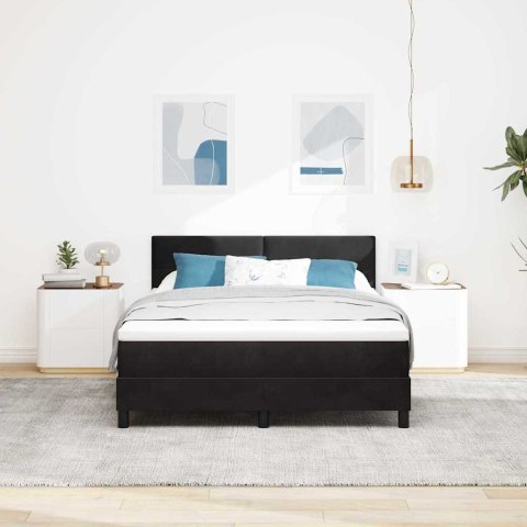 Łóżko z sprężyną LED z materacem Czarny 140 x 200 cm Aksamit