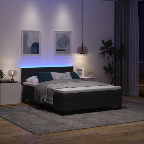 Łóżko z sprężyną LED z materacem Czarny 140 x 200 cm Aksamit