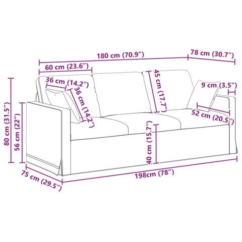Sofa 180cm Czarny Metal