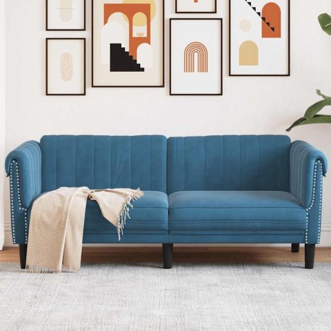 Sofa dwuosobowa, niebieska, aksamit