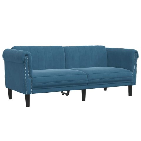 Sofa dwuosobowa, niebieska, aksamit