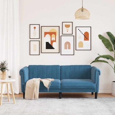 Sofa dwuosobowa, niebieska, aksamit