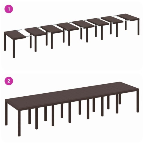 Zestaw do jadalni ogrodowej z poduszkami 15 pcs Brązowy PP