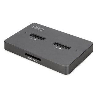 Stacja dokująca DIGITUS USB-C 3.2 Gen2 dla dysków SSD M.2 Duo NVMe oraz SATA (max. 2x 4 TB) z czytnikiem kart SD-Express 7.1 (ma