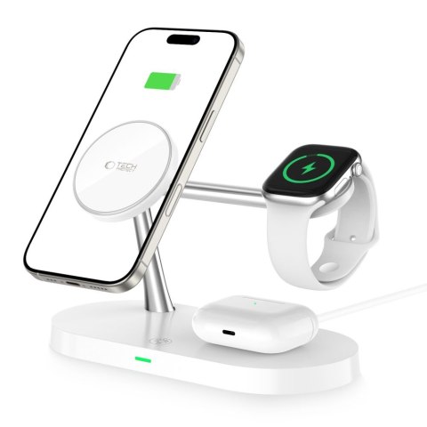 3w1Ładowarka indukcyjna na smartfon słuchawki smartwatch z MagSafe - biała