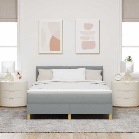 Łóżko sprężynowe z materacem Jasnoszary 140 x 200 cm tkanina