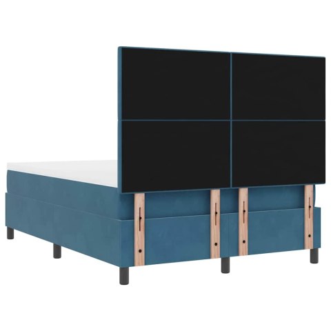 Łóżko z sprężyną LED Ciemnoniebieski 160 x 200 cm tkanina