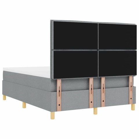Łóżko z sprężyną LED Jasnoszary 140 x 190 cm tkanina