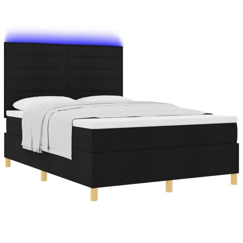 Łóżko z sprężyną LED z materacem Czarny 160 x 200 cm tkanina