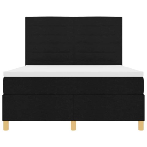 Łóżko z sprężyną LED z materacem Czarny 160 x 200 cm tkanina