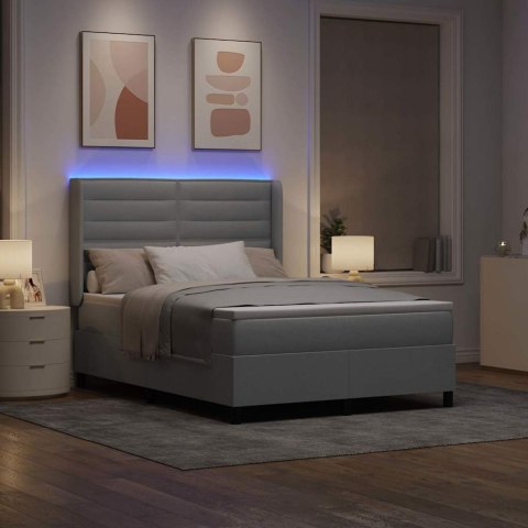 Łóżko z sprężyną LED Jasnoszary 140 x 190 cm tkanina