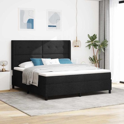 Łóżko z sprężyną LED z materacem Czarny 180 x 200 cm tkanina