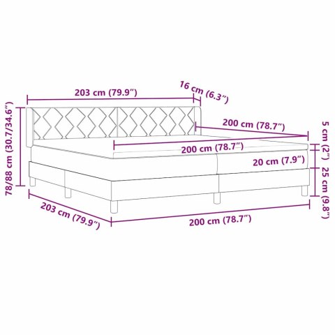 Łóżko sprężynowe z materacem Jasnoszary 200 x 200 cm Poliester