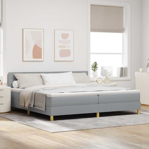 Łóżko z sprężyną LED z LED Jasnoszary 200 x 200 cm tkanina