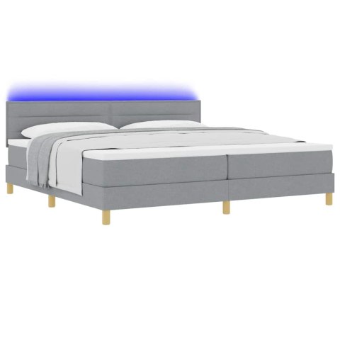 Łóżko z sprężyną LED z LED Jasnoszary 200 x 200 cm tkanina