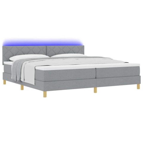Łóżko z sprężyną LED z LED Jasnoszary 200 x 200 cm tkanina