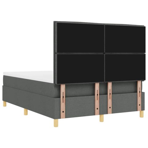 Łóżko z sprężyną LED Ciemnoszary 140 x 190 cm tkanina