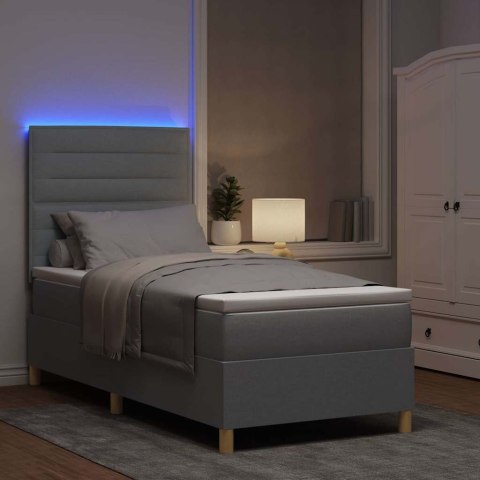 Łóżko z sprężyną LED Jasnoszary 100 x 200 cm tkanina