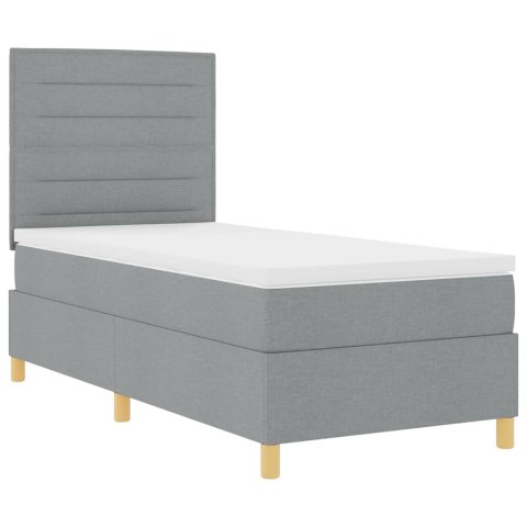 Łóżko z sprężyną LED Jasnoszary 100 x 200 cm tkanina