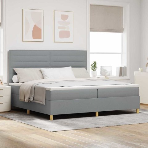 Łóżko z sprężyną LED Jasnoszary 200 x 200 cm tkanina