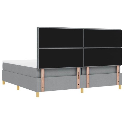 Łóżko z sprężyną LED Jasnoszary 200 x 200 cm tkanina