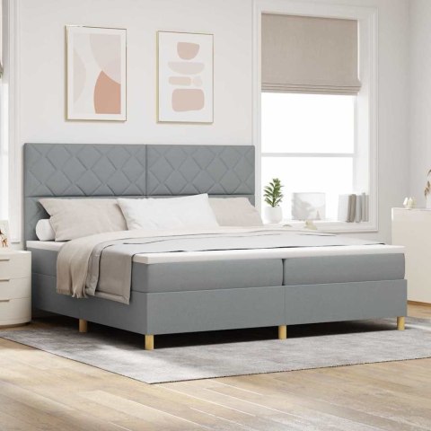 Łóżko z sprężyną LED Jasnoszary 200 x 200 cm tkanina