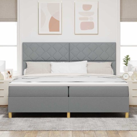 Łóżko z sprężyną LED Jasnoszary 200 x 200 cm tkanina