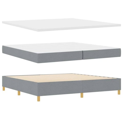 Łóżko z sprężyną LED Jasnoszary 200 x 200 cm tkanina