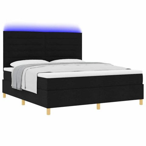 Łóżko z sprężyną LED z materacem Czarny 180 x 200 cm tkanina