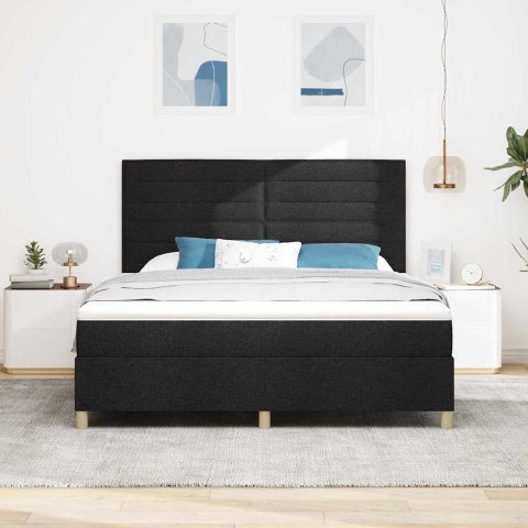 Łóżko z sprężyną LED z materacem Czarny 180 x 200 cm tkanina