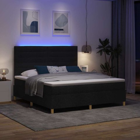 Łóżko z sprężyną LED z materacem Czarny 180 x 200 cm tkanina
