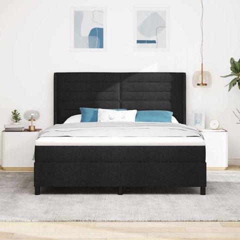 Łóżko z sprężyną LED z materacem Czarny 180 x 200 cm tkanina