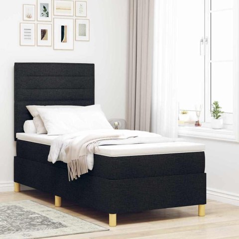 Łóżko z sprężyną LED z materacem Czarny 80 x 200 cm tkanina