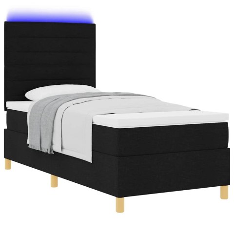 Łóżko z sprężyną LED z materacem Czarny 80 x 200 cm tkanina