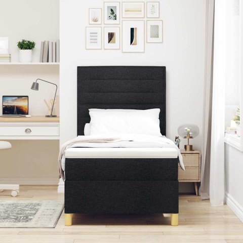 Łóżko z sprężyną LED z materacem Czarny 80 x 200 cm tkanina