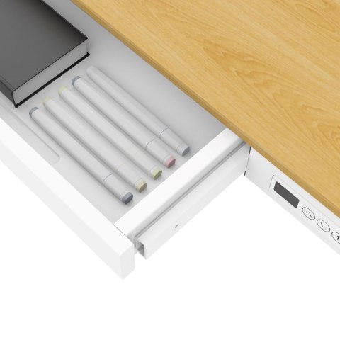 Activejet Biurko z elektryczną regulacją wysokości ET119W-C biały/dąb. Wymiar blatu 140 x 70 cm.