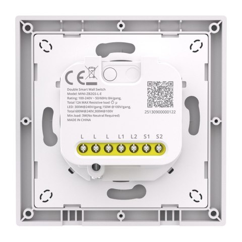 Dwukanałowy Przełącznik ścienny SONOFF MINI-ZB2GSL-E ZigBee bez nat.