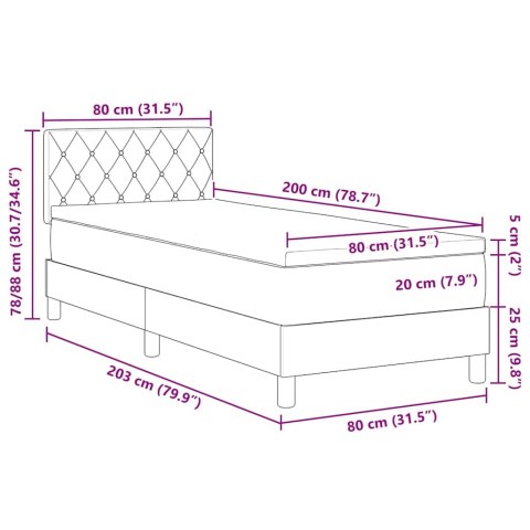 Łóżko sprężynowe z materacem Czarny 80 x 200 cm Aksamit