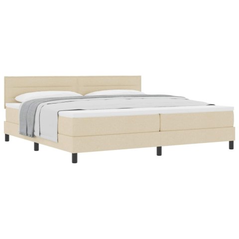 Łóżko sprężynowe z materacem Kremowy 200 x 200 cm tkanina