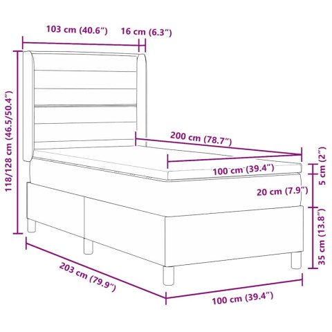 Łóżko sprężynowe z materacem Kremowy 100 x 200 cm tkanina