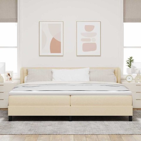 Łóżko sprężynowe z materacem Kremowy 200 x 200 cm tkanina