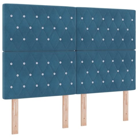 Łóżko z sprężyną LED Ciemnoniebieski 140 x 200 cm tkanina