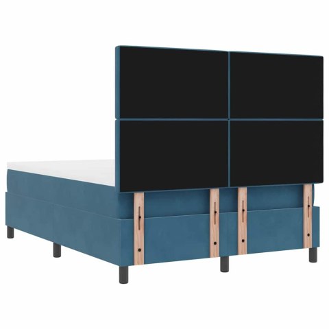Łóżko z sprężyną LED Ciemnoniebieski 140 x 200 cm tkanina