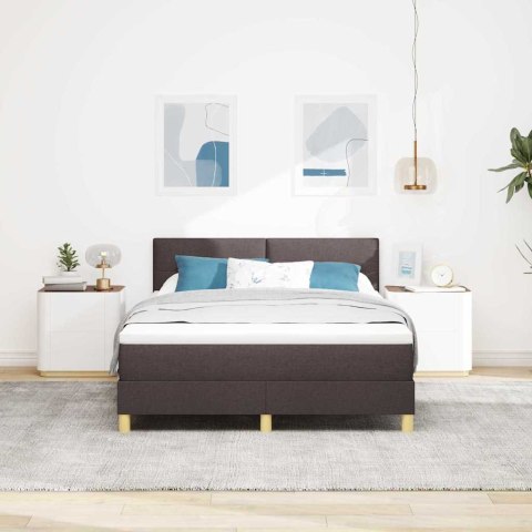 Łóżko z sprężyną LED z LED Ciemny brąz 160 x 200 cm tkanina