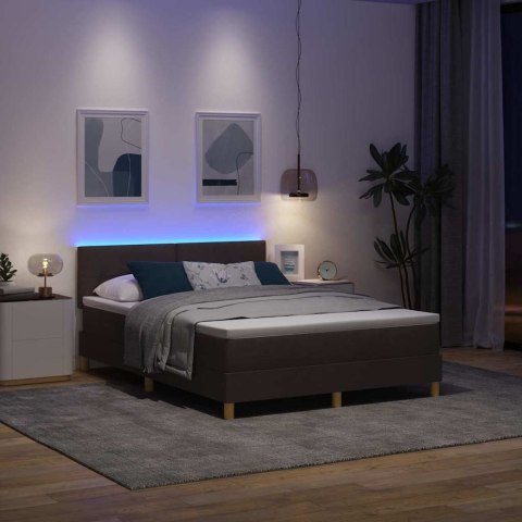 Łóżko z sprężyną LED z LED Ciemny brąz 160 x 200 cm tkanina