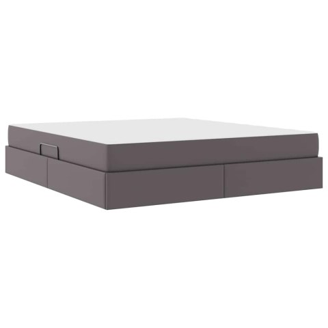 Łóżko z miejscem na przechowywanie i materacem 2 pcs Szary