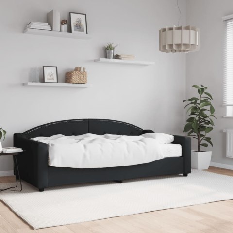 Sofa z materacem, czarna, 90x190 cm, tkanina