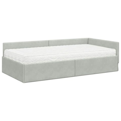 Rama Łóżka Narożnego z Materacem Inny 2 pcs Jasnoszary Aksamit